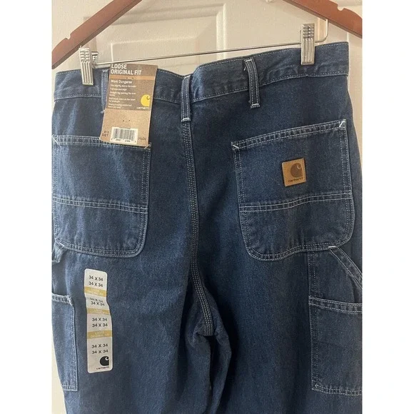 NWTCarhartt B13-DST Tag Sz 34 x 34 Dungaree Fit Mens Carpenter Jeans 100% Cotton - Picture 4 of 8